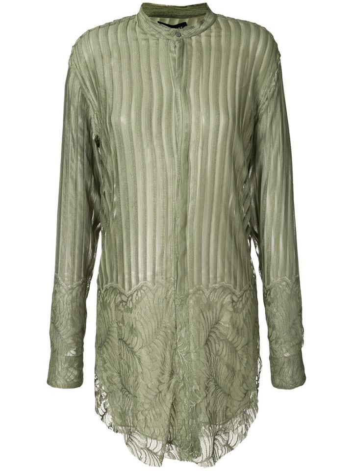 Baja East - Longline Sheer Shirt - Women - Nylon/rayon - 0, Green, Nylon/rayon