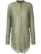 Baja East - Longline Sheer Shirt - Women - Nylon/rayon - 0, Green, Nylon/rayon