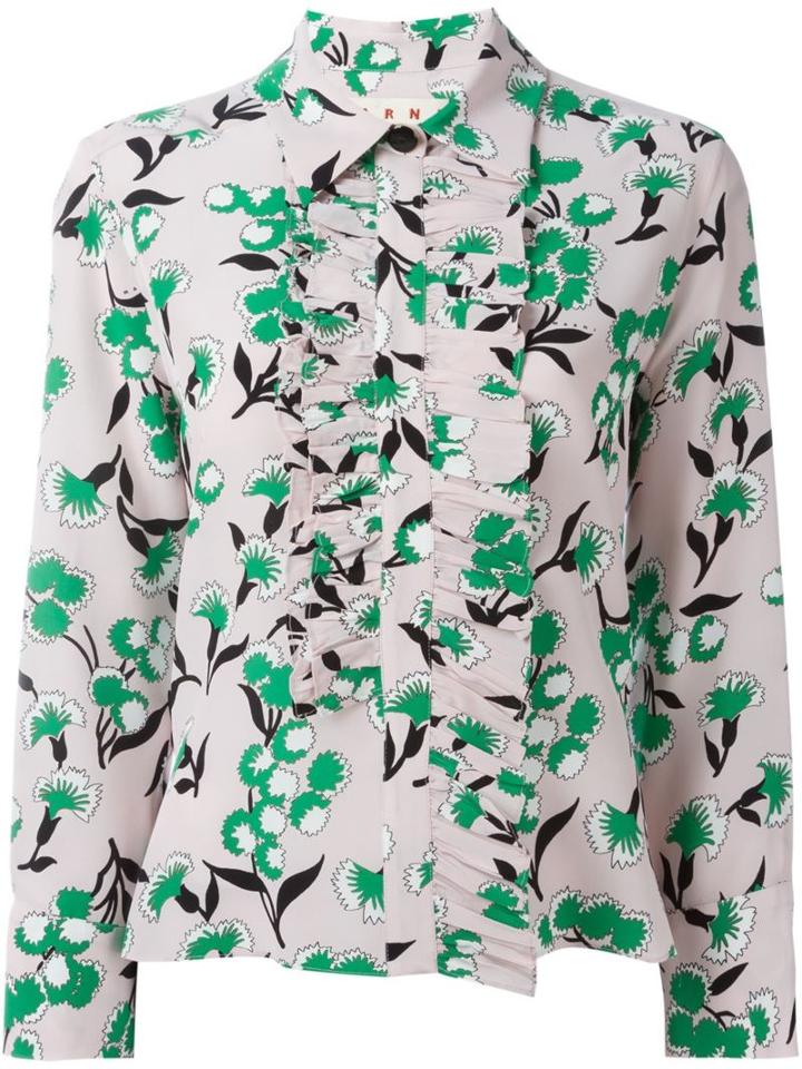 Marni Sistowbell Print Frill Shirt