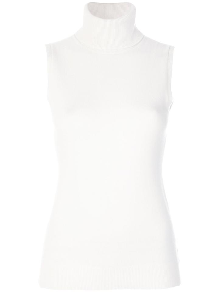 Theory Roll Neck Rib Knit Top - White