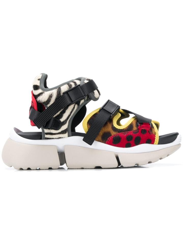 Chloé Animal Print Panels Chunky Sandals - Brown
