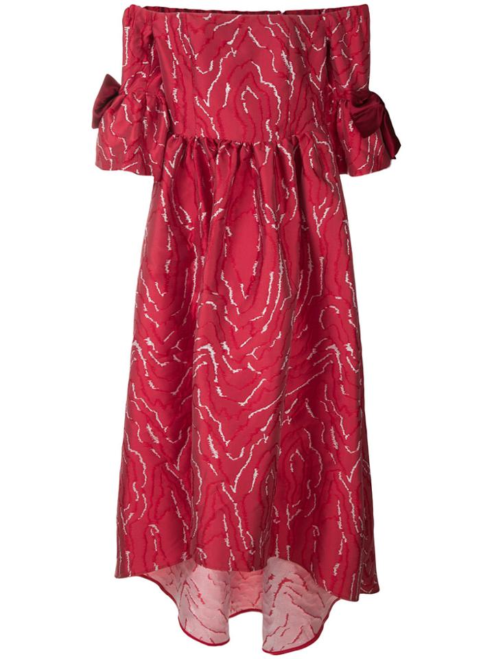 Christian Pellizzari Off-the-shoulder Jacquard Dress - Red