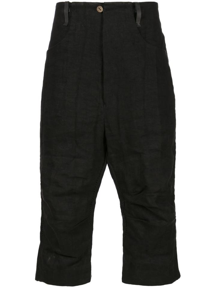 A Diciannoveventitre Cropped Trousers, Men's, Size: 48, Black, Linen/flax