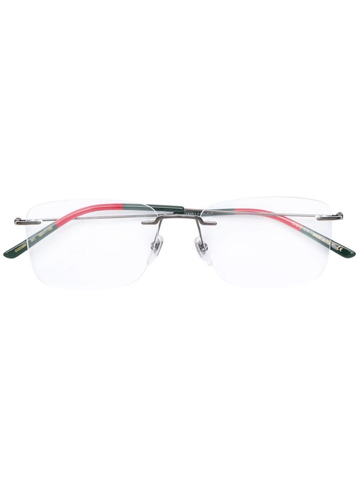 Gucci Eyewear Rectangle Frame Glasses - Metallic
