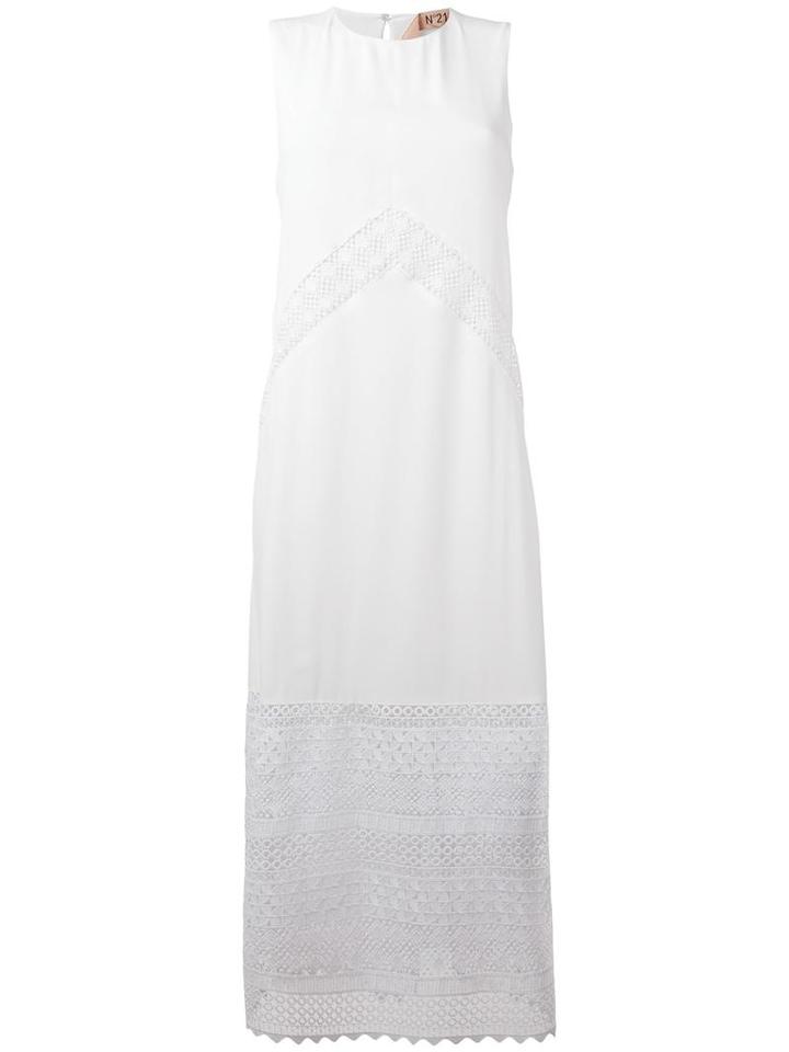 No21 Broderie Anglaise Dress, Women's, Size: 42, White, Silk/acetate/polyester/silk