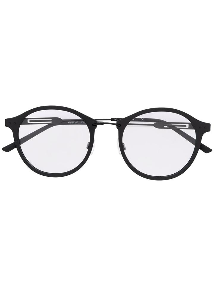 Calvin Klein Matte Finish Round Frame Glasses - Black