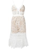 Self-portrait Lace Flared Dress, Women's, Size: 14, White, Polyester/spandex/elastane