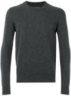 Maison Margiela - Elbow Patch Crew Neck Jumper - Men - Leather/wool - Xl, Grey, Leather/wool