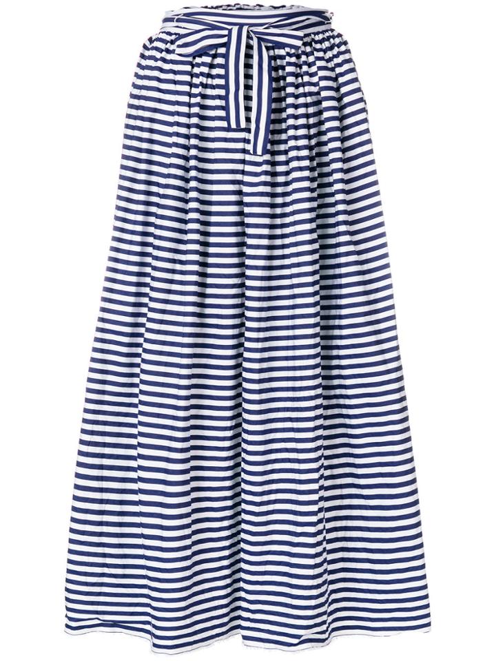 Daniela Gregis Striped Full Skirt - White