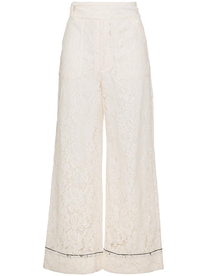 Ganni Jerome Wide-leg Lace Trousers - White