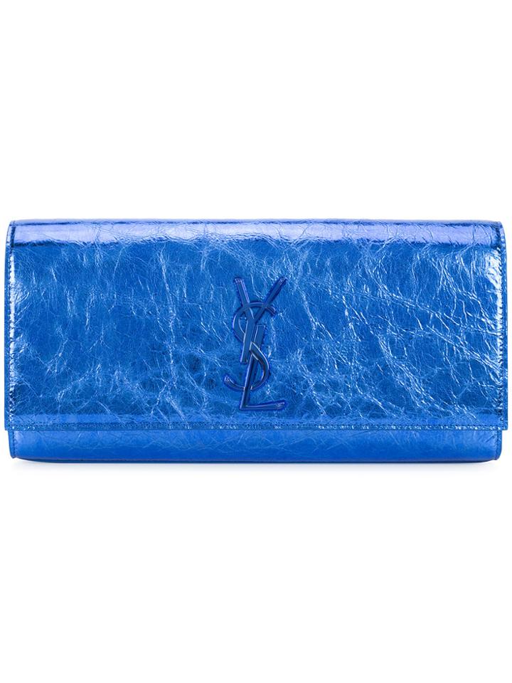 Saint Laurent Classic Monogram Clutch - Blue