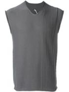 Label Under Construction Pleated Panel Sleeveless Jumper, Men's, Size: 48, Grey, Cotton