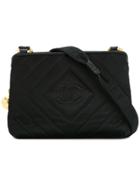 Chanel Vintage Cc Logo Stitch Shoulder Bag - Black
