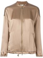 Brunello Cucinelli Zipped Bomber Jacket, Women's, Size: Small, Brown, Acetate/viscose