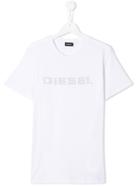 Diesel Kids Teen Crystal Logo T-shirt - White