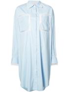 Natasha Zinko - Lace Panel Shirt Dress - Women - Cotton - 34, Blue, Cotton