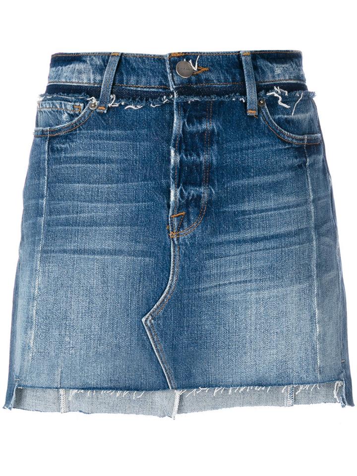 Frame Denim - Bleach Effect Denim Mini Skirt - Women - Cotton - 27, Blue, Cotton