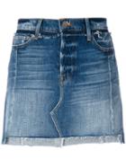 Frame Denim - Bleach Effect Denim Mini Skirt - Women - Cotton - 27, Blue, Cotton