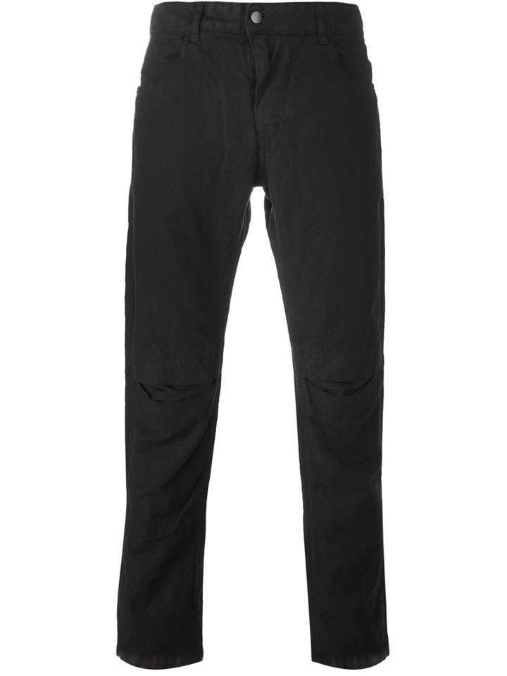 Andrea Ya Aqov Cut-out Knee Slim Jeans, Men's, Size: 30, Black, Cotton/linen/flax