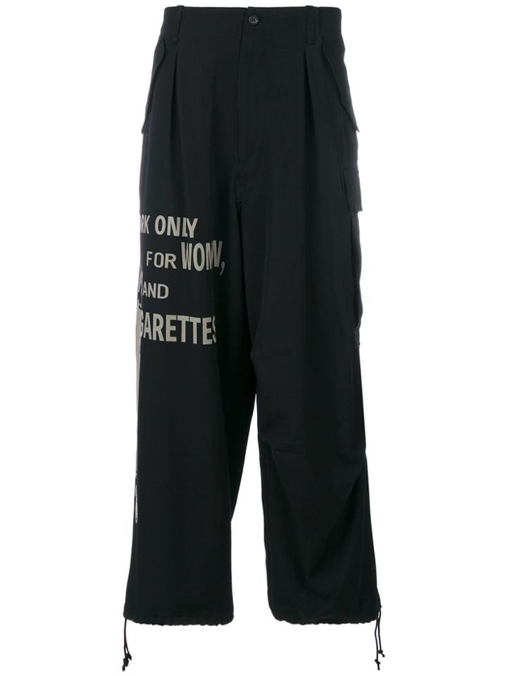 Yohji Yamamoto Printed Loose-fit Trousers - Unavailable