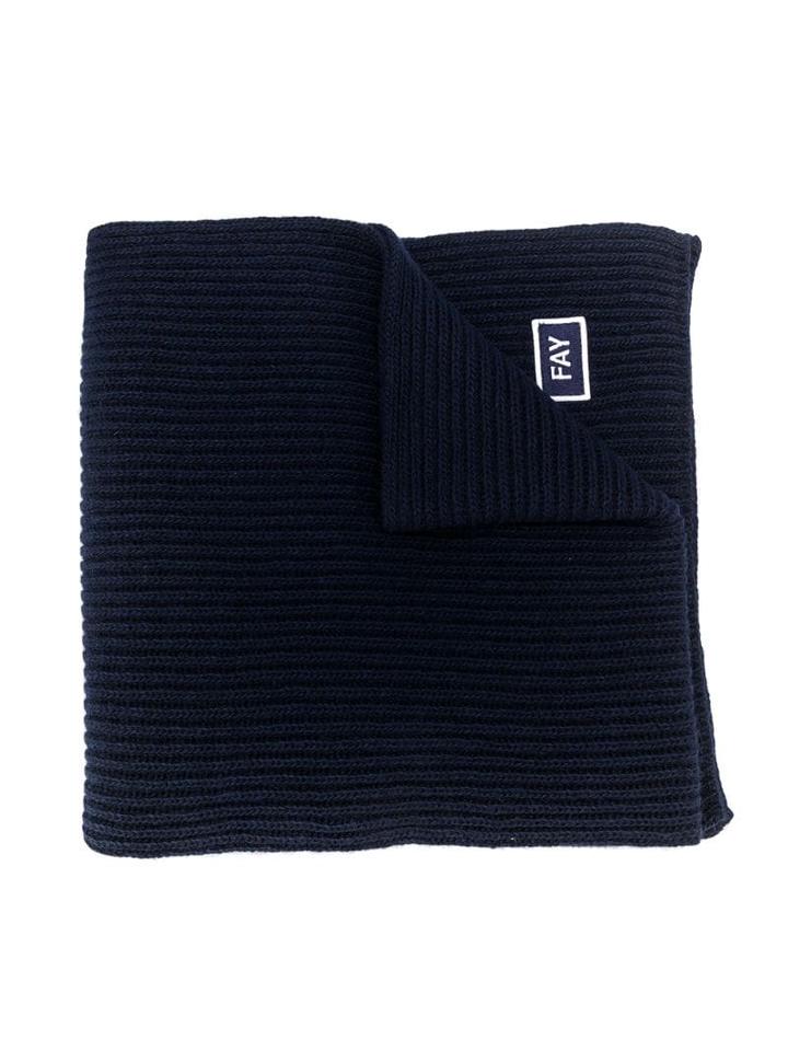 Fay Kids Teen Logo Patch Scarf - Blue
