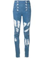 Balmain Button-front Skinny Jeans - Blue