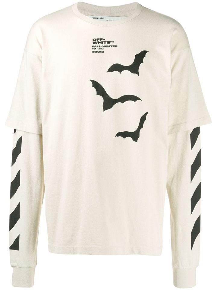 Off-white Diagonal Bats Double Sleeve T-shirt - Neutrals