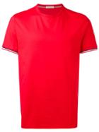 Moncler - Striped Trim Classic T-shirt - Men - Cotton - L, Red, Cotton