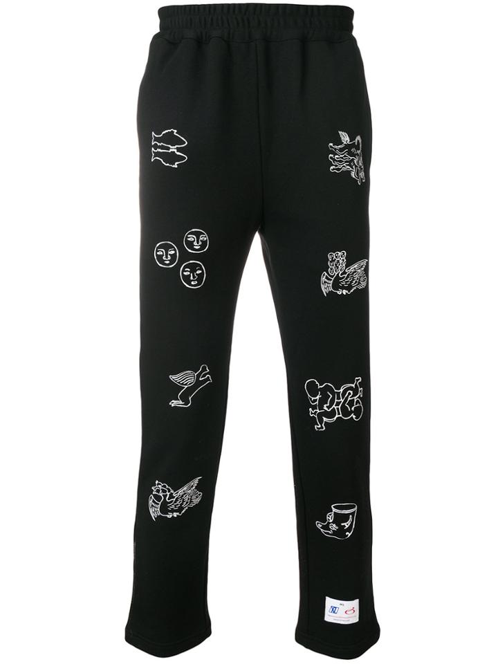 Xander Zhou Straight Leg Printed Track Pants - Black
