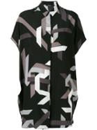 Neil Barrett Geometric Print Shirt Dress, Women's, Size: Xs, Black, Silk