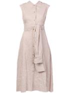 Sies Marjan Sleeveless Tie Waist Shirt Dress - Brown