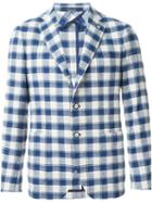Tagliatore Casual Checked Blazer, Men's, Size: 48, Blue, Cotton/polyamide/cupro