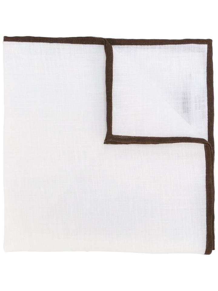 Fashion Clinic Timeless Contrast Trim Pocket Square, White, Linen/flax