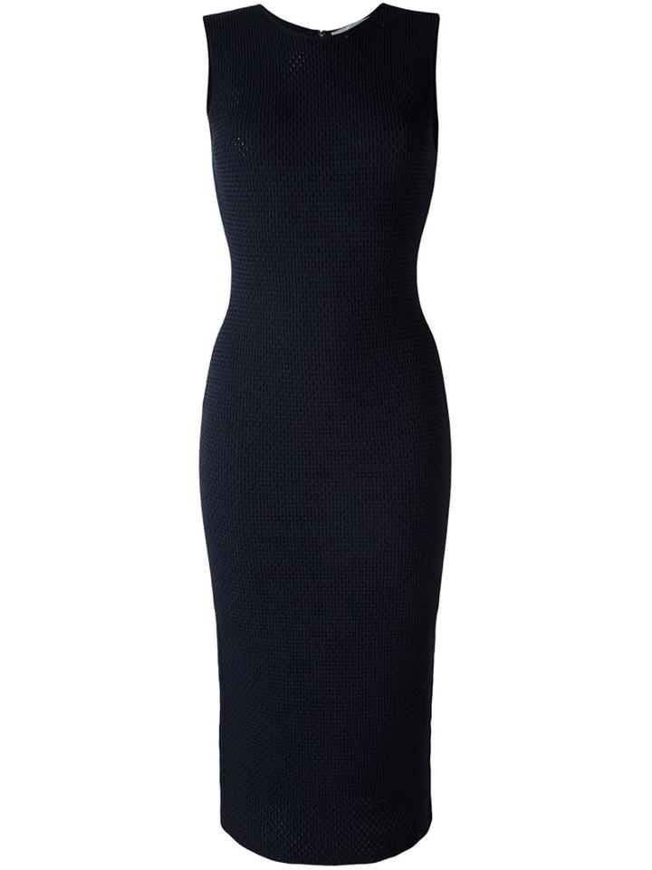 Victoria Beckham Rear Zip Fitted Dress, Women's, Size: 6, Blue, Viscose/polyester