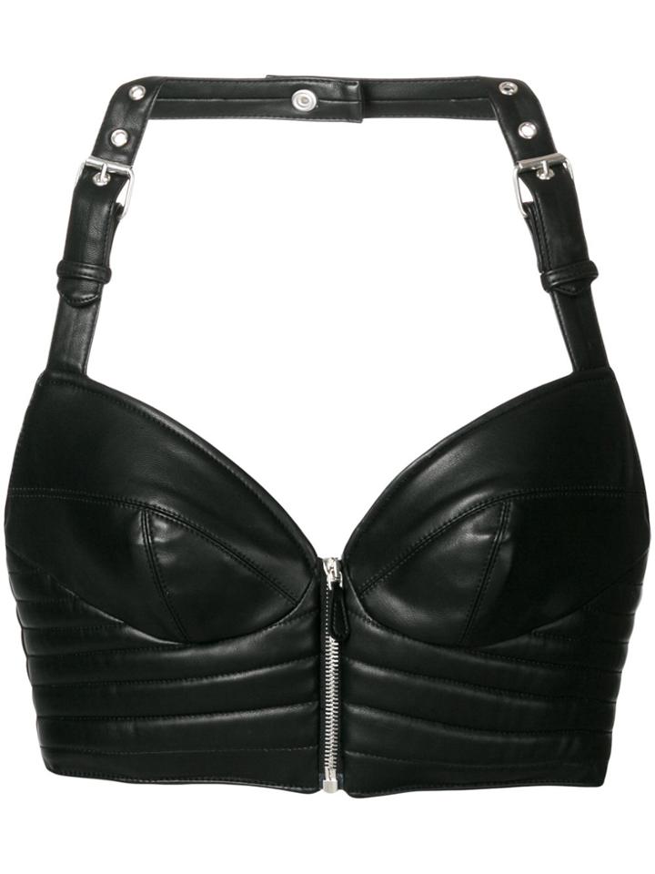 Moschino Zipped Cropped Top - Black