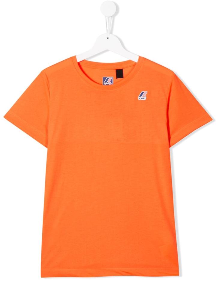 K Way Kids Logo Printed T-shirt - Z05 Orange Extrafluo