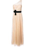 Marchesa Notte One-shoulder Belted Glitter Dress - Nude & Neutrals