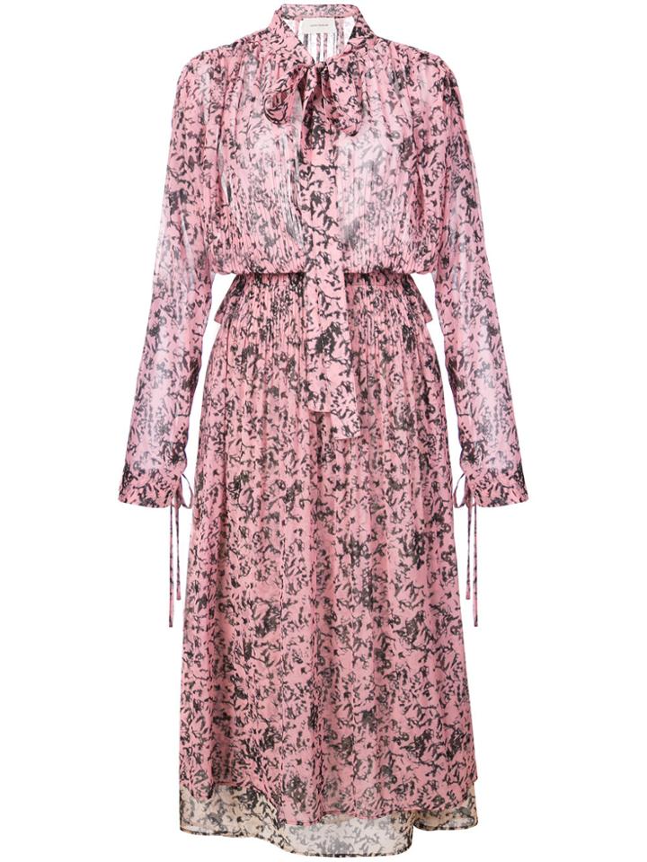 Cédric Charlier Floral Print Layered Dress - Pink & Purple