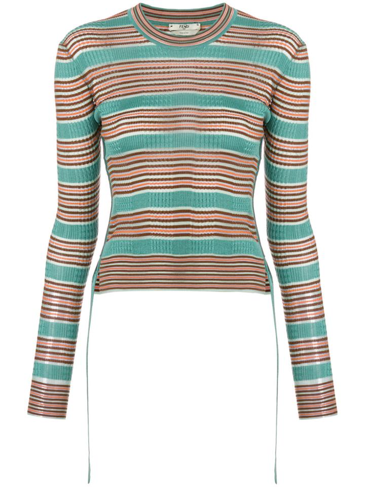 Fendi Striped Fitted Sweater - Green