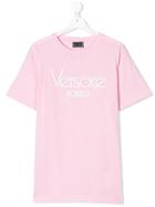 Young Versace Teen Logo Print T-shirt - Pink & Purple