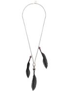 Alexander Mcqueen Feather Drop Necklace - Black