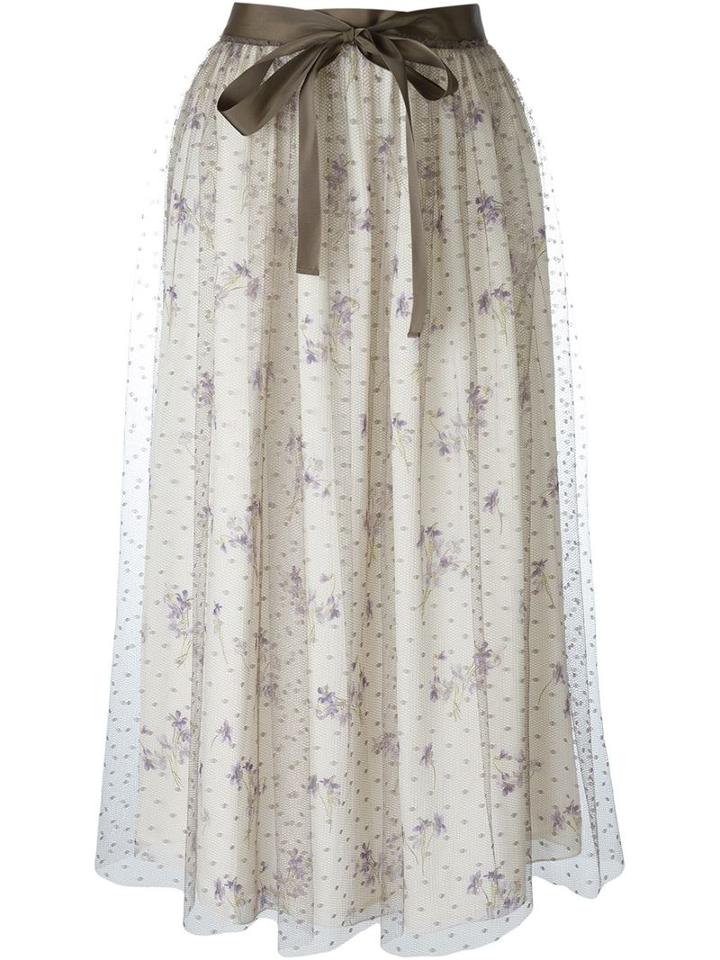 Red Valentino Floral Embellished Mid Skirt