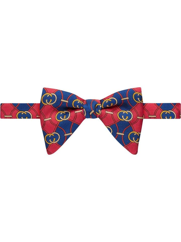 Gucci Interlocking G Rhombus Bow Tie - Red