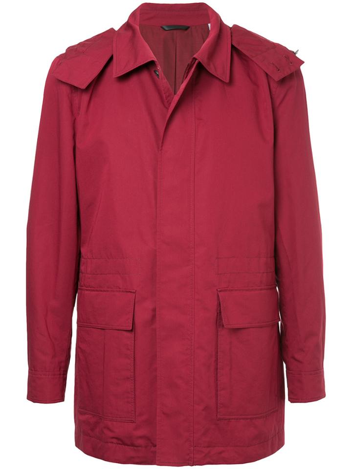 Gieves & Hawkes Zip Up Coat - Red