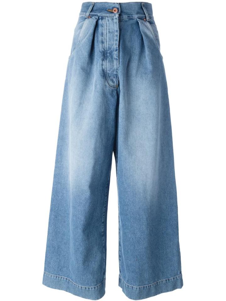Off-white Pleated Jeans, Women's, Size: 27, Blue, Cotton