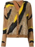 Marco De Vincenzo Striped Button Down Cardigan, Women's, Size: 42, Brown, Polyamide/viscose
