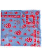 Alexander Mcqueen 'skull' Scarf, Women's, Size: Small, Blue, Modal/silk