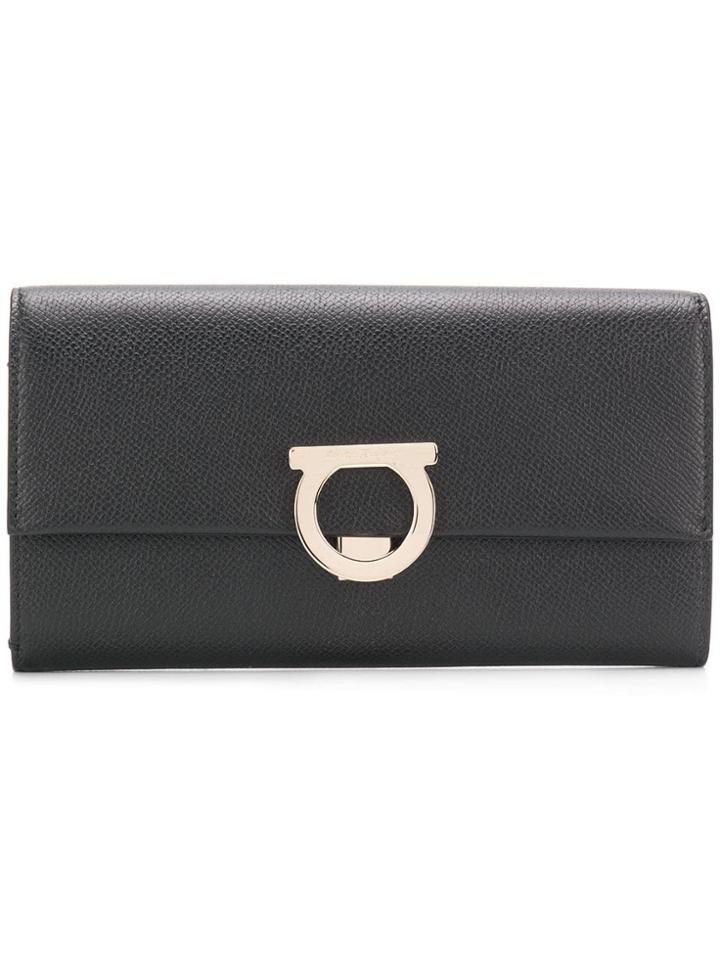 Salvatore Ferragamo Gancini Continental Wallet - Black