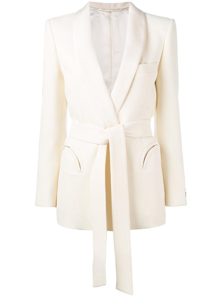 Blazé Milano - Tie-waist Jacket - Women - Silk/cupro/viscose/wool - I, Women's, Nude/neutrals, Silk/cupro/viscose/wool