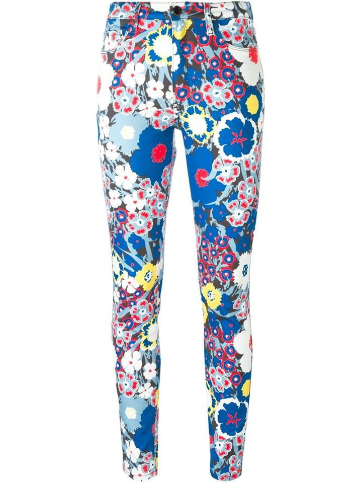 Victoria Victoria Beckham Tropical Print Jeans, Women's, Size: 25, Nude/neutrals, Cotton/polyester/spandex/elastane
